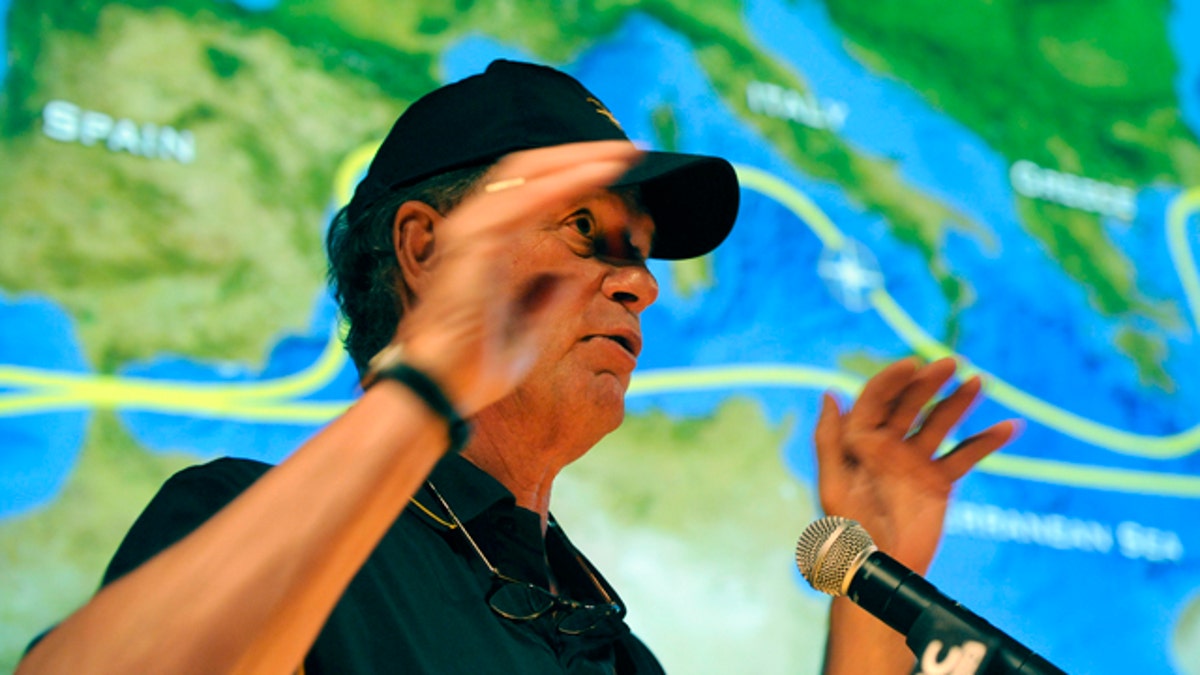 July 28, 2011: Dr. Robert Ballard, president of the Sea Research Foundation at the Mystic Aquarium Institute for Exploration, announces details about his next expedition  at the Nautilus Live Theater at the Mystic Aquarium Institute of Exploration,  in Mystic, Conn.
