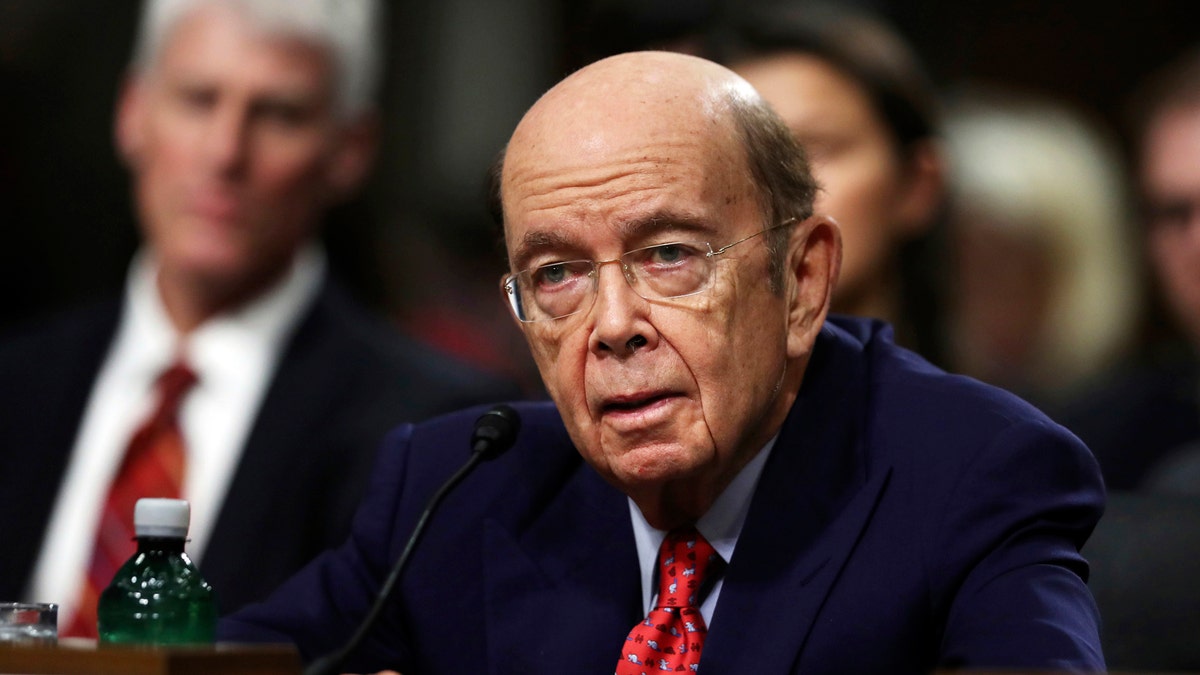 FILE - In this Jan. 18, 2017, file photo, Commerce Secretary nominee Wilbur Ross testifies on Capitol Hill in Washington, at his confirmation hearing before the Senate Commerce Committee. Ross is headed toward confirmation as Commerce Secretary in President Donald Trumps administration. The Senate is set to vote on Ross nomination on Feb. 27. Ross easily cleared the Senate Commerce Committee and a procedural vote by the full Senate. (AP Photo/Manuel Balce Ceneta, File)