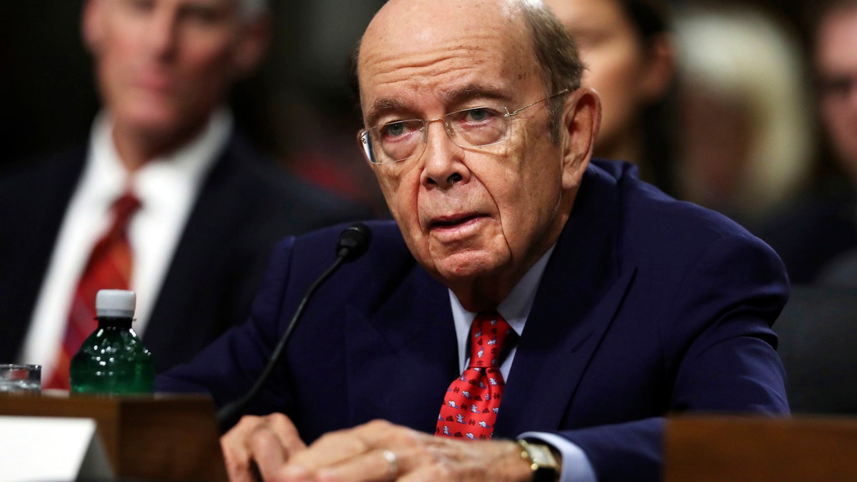 FILE - In this Jan. 18, 2017, file photo, Commerce Secretary nominee Wilbur Ross testifies on Capitol Hill in Washington, at his confirmation hearing before the Senate Commerce Committee. Ross is headed toward confirmation as Commerce Secretary in President Donald Trumps administration. The Senate is set to vote on Ross nomination on Feb. 27. Ross easily cleared the Senate Commerce Committee and a procedural vote by the full Senate. (AP Photo/Manuel Balce Ceneta, File)