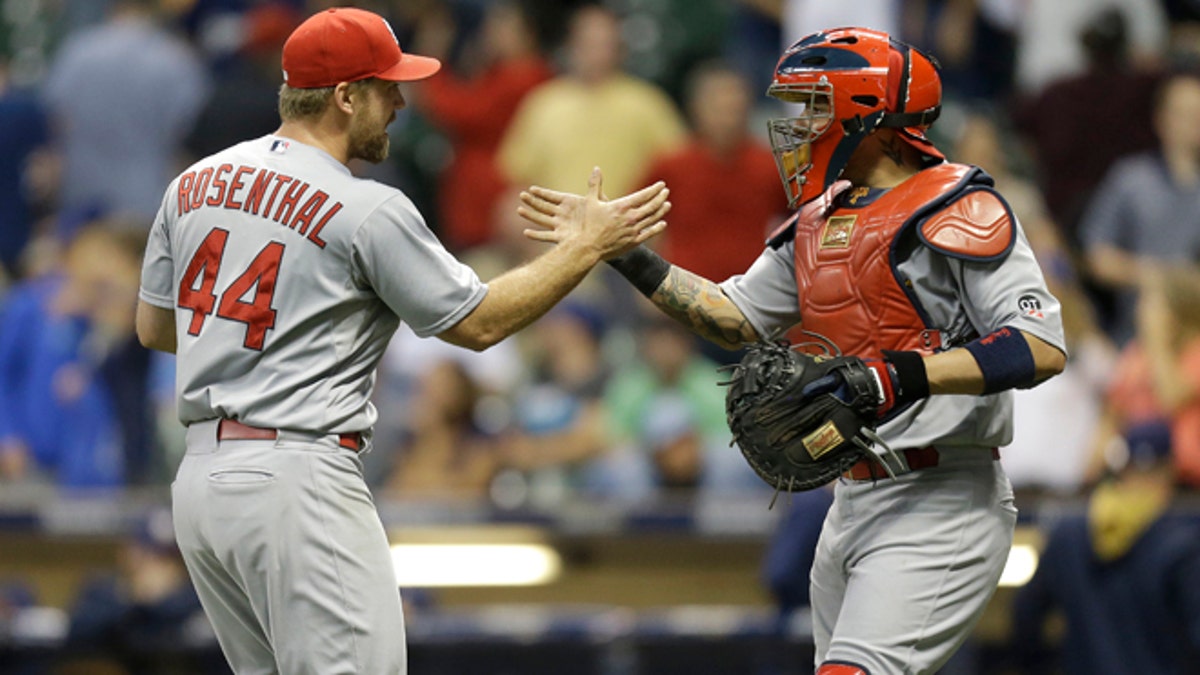 Yadier Molina looks like a thumbs-up for Opening Day