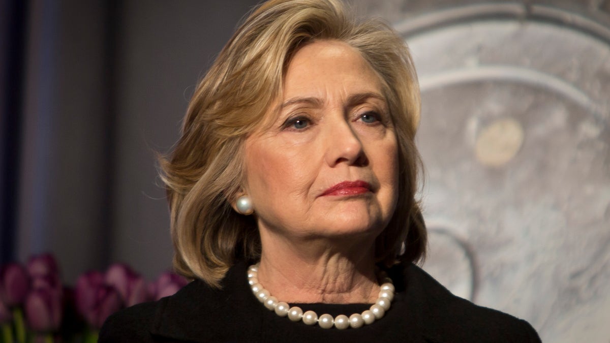 Hillary Rodham Clinton, former US Secretary of State, listens before delivering keynote remarks at the Global Alliance for Clean Cookstoves summit, Friday Nov. 21, 2014 in New York. (AP Photo/Bebeto Matthews)