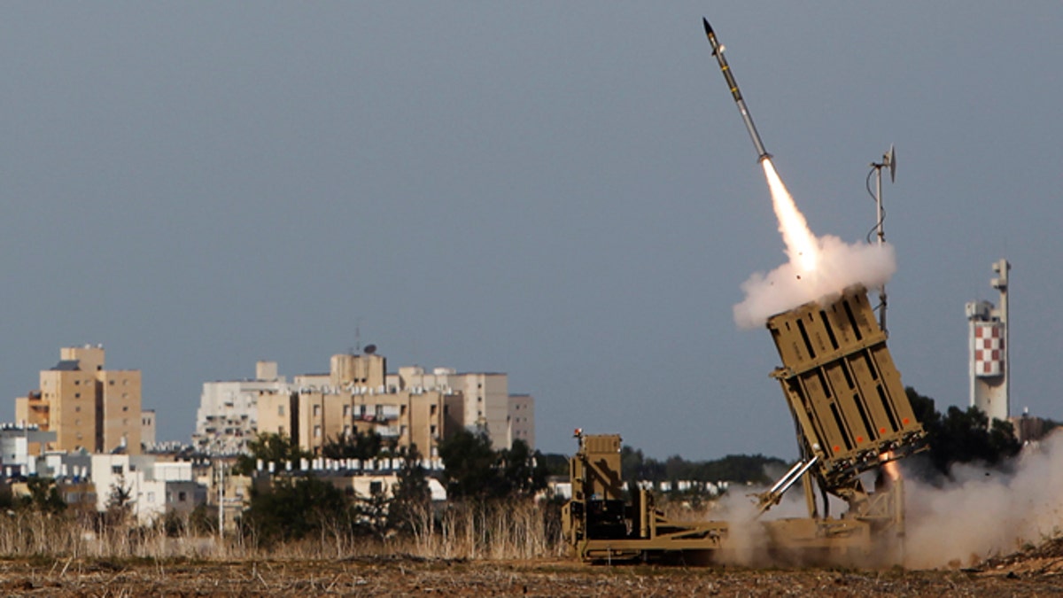 Nov. 16, 2012: An Israeli Iron Dome launcher fires an interceptor rocket to counter an Hamas strike in the southern city of Ashdod.