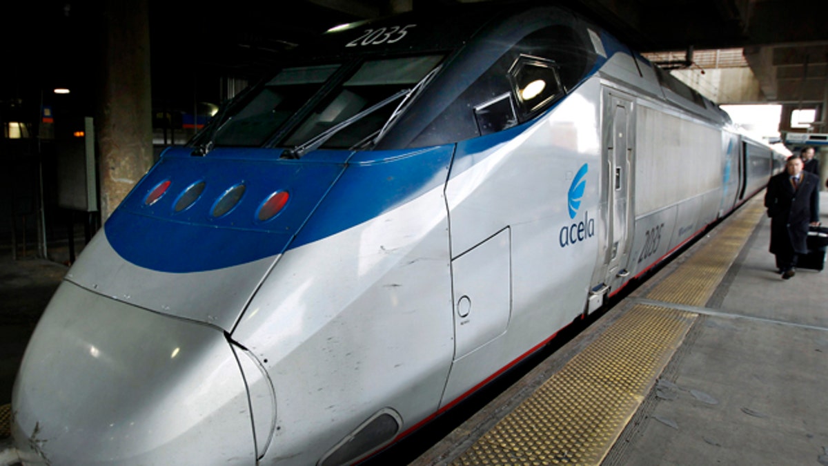 Amtrak's high speed Acela at Washington's Union Station seen after U.S. Vice President Joe Biden announced in Philadelphia that the U.S. government will dedicate $53 billion over six years to build new high-speed rail networks and make existing ones faster, February 8, 2011.