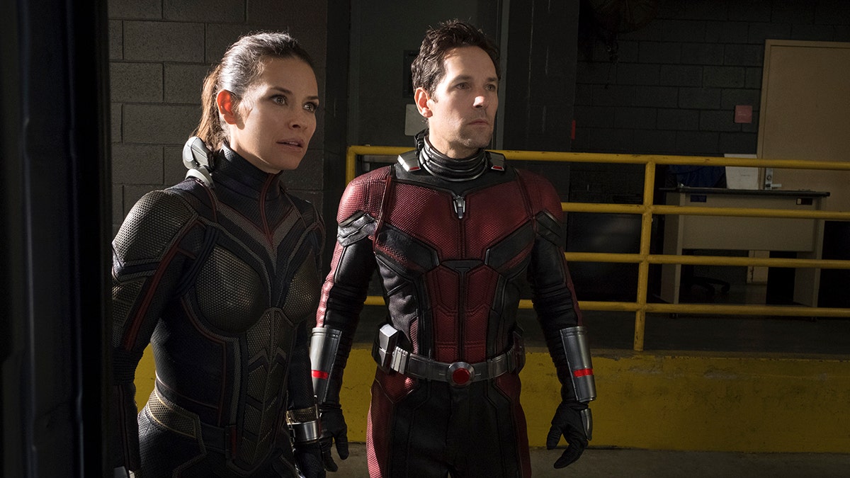 This image released by Marvel Studios shows Evangeline Lilly, left, and Paul Rudd in a scene from 