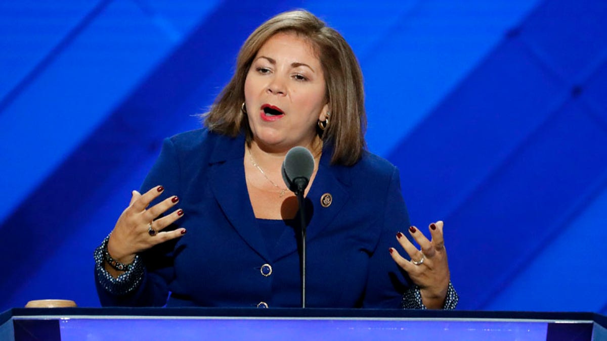 FILE - In this July 25, 2016 file photo, Rep. Linda Sanchez, D-Calif., speaks during the first day of the Democratic National Convention in Philadelphia. Sanchez says itÃ¢â¬â¢s time for House Minority Leader Nancy Pelosi and other veteran leaders to make way for a new generation of Democratic leaders. She said sheÃ¢â¬â¢d like to be a part of that transition. Sanchez is the fifth-highest ranking House Democrat. Her comments were the strongest challenge yet by a Democratic leader to PelosiÃ¢â¬â¢s iron grip on the caucus.  (AP Photo/J. Scott Applewhite)