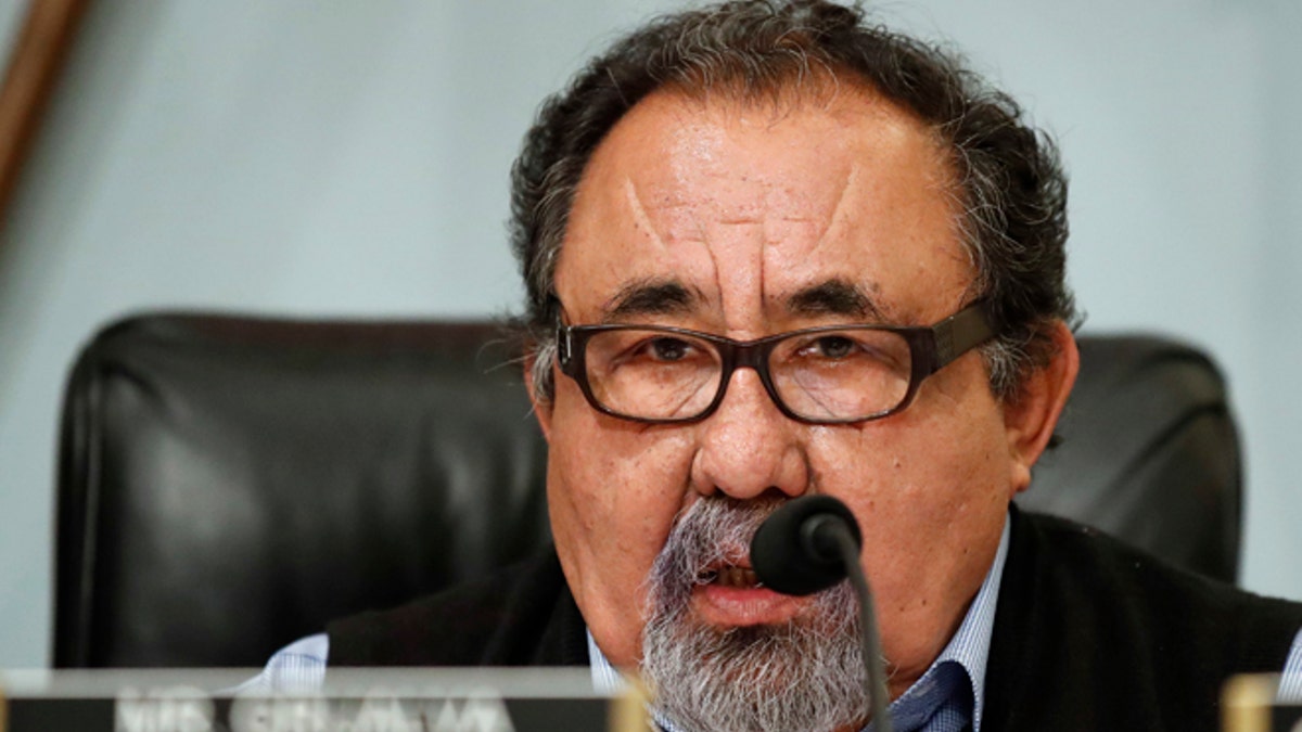 Ranking member Raul Grijalva, D-Ariz. speaks during a House Committee on Natural Resources hearing to examine challenges in Puerto Rico's recovery and the role of the financial oversight and management board, on Capitol Hill, Tuesday, Nov. 7, 2017 in Washington. (AP Photo/Alex Brandon)