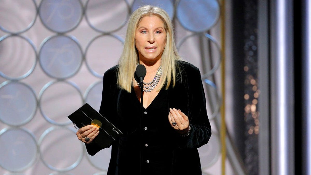 This image released by NBC shows presenter Barbra Streisand at the 75th Annual Golden Globe Awards in Beverly Hills, Calif., on Sunday, Jan. 7, 2018. (Paul Drinkwater/NBC via AP)