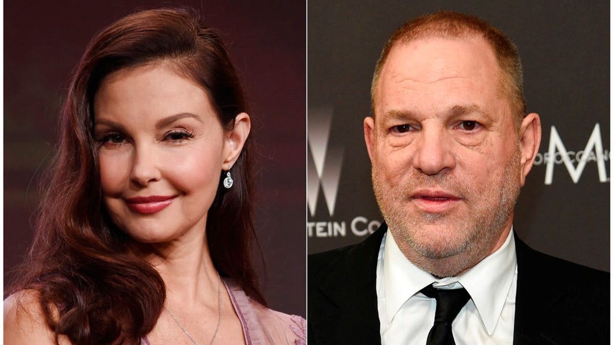 This combination photo shows Ashley Judd during the 2017 Television Critics Association Summer Press Tour in Beverly Hills, Calif., on July 25, 2017, left, and Harvey Weinstein at The Weinstein Company and Netflix Golden Globes afterparty in Beverly Hills, Calif., on Jan. 8, 2017.  Judd has sued Harvey Weinstein, saying he hurt her acting career in retaliation for her rejecting his sexual advances. In the lawsuit filed Monday, April 30, 2018, in Los Angeles County Superior Court, Judd accuses Weinstein of defamation, sexual harassment and violation of Californiaâs unfair competition law. (Photo by Chris Pizzello/Invision/AP)