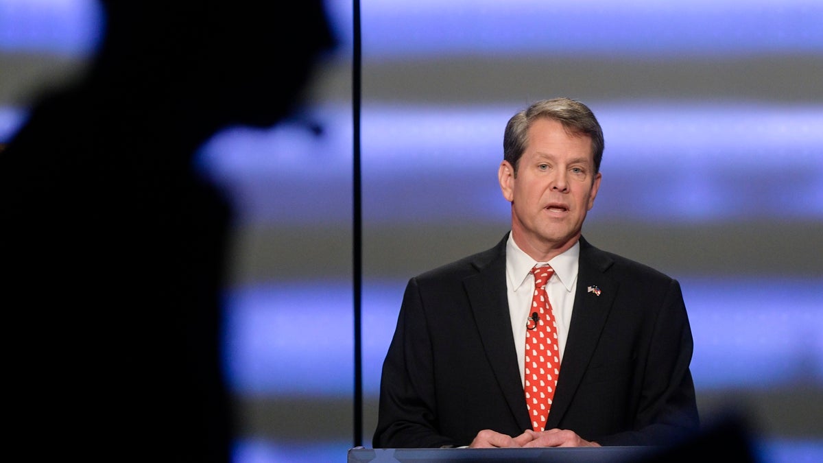 Georgia Republican gubernatorial candidate Brian Kemp participates in a debate Sunday, May 20, 2018, in Atlanta. (AP Photo/John Amis)
