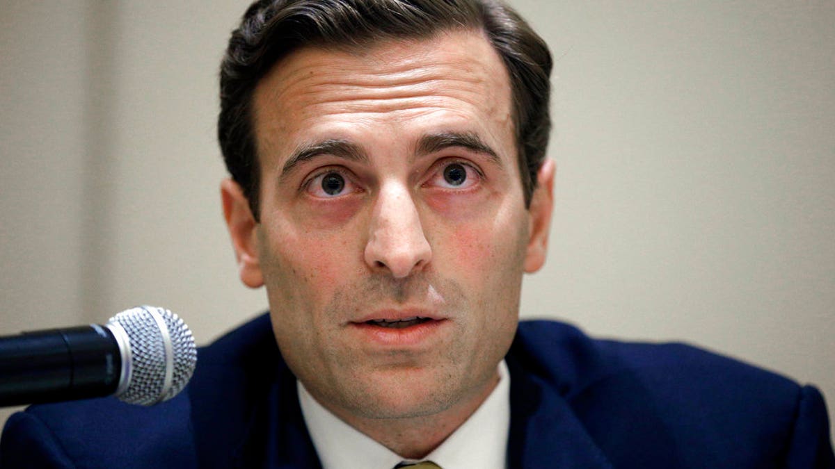 FILE - In this Sept. 20, 2014 file photo, Adam Laxalt speaks during a debate at the Nevada Press Association annual convention in Las Vegas. The most closely-watched race in Nevada's primary election Tuesday, June 12, 2018, is the battle for governor. Clark County Commission member Steve Sisolak, who has held more moderate positions in the past, says he's best-positioned to take on Republican state Attorney General Laxalt in November. Laxalt is expected to win the GOP primary for the governor's race. (AP Photo/John Locher, File)