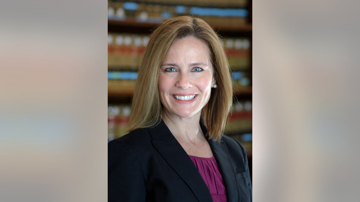 This 2017 photo provided by the University of Notre Dame Law School in South Bend, Ind., shows Judge Amy Coney Barrett. Barrett is on President Donald Trump's list of potential Supreme Court Justice candidates to fill the spot vacated by retiring Justice Anthony Kennedy. (University of Notre Dame Law School via AP)