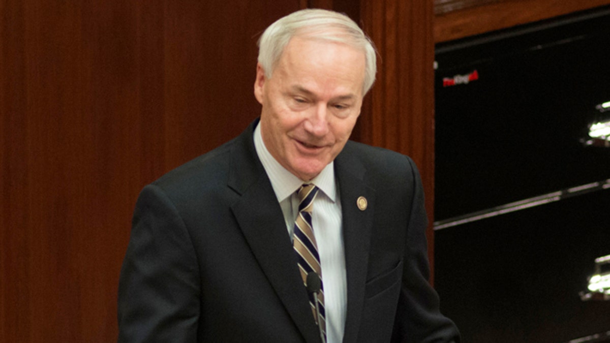 Gov. Asa Hutchinson speaks to the Arkansas Legislature in Little Rock. As an execution drug approaches its expiration date, Hutchinson has ordered four double-executions across a 10-day period in April. Arkansas has no executed any inmate since 2005. (AP Photo/Brian Chilson, File)