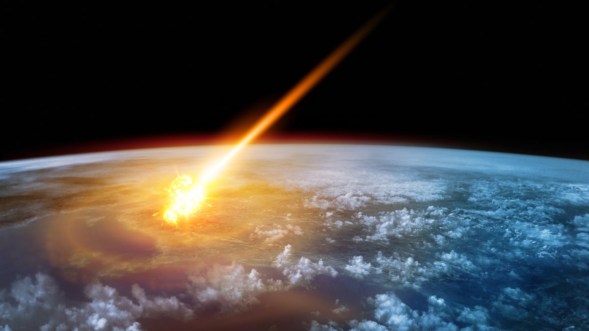 A Meteor glowing as it enters the Earth's atmosphere