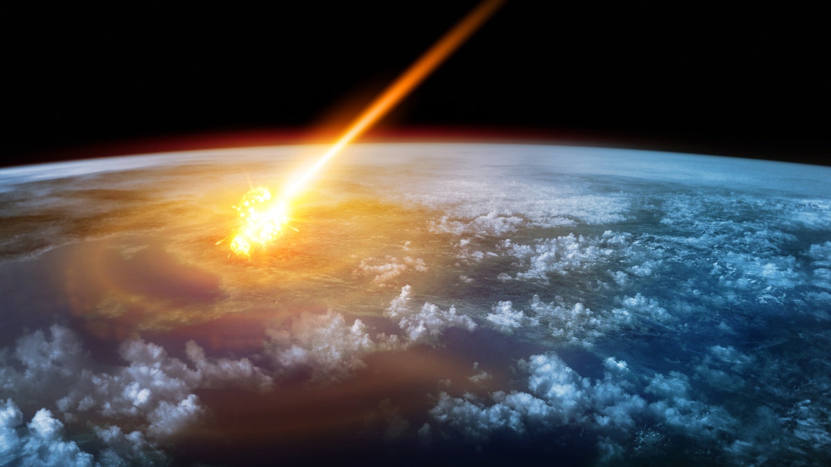 A Meteor glowing as it enters the Earth's atmosphere