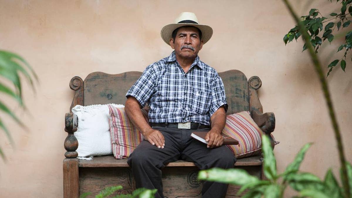 In this April 18, 2017 photo, Maya Q'eqchi leader Rodrigo Tot poses for photos during an interview in Guatemala City. Tot, a 60-year-old Guatemalan farmer and activist, has been awarded the prestigious Goldman Environmental Prize for his work in Latin America, a region where two past Latin American winners have been murdered in the last year. (AP Photo/Moises Castillo)