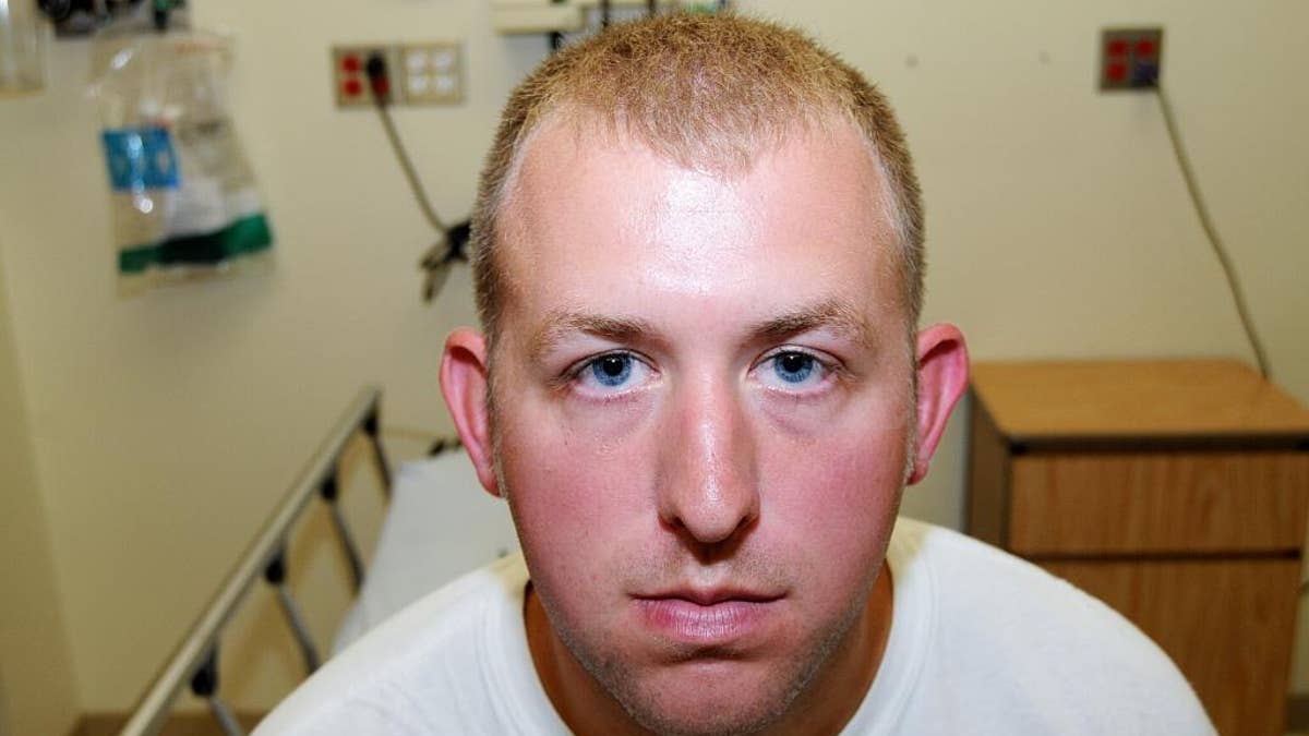 Police officer Darren Wilson during his medical examination after he fatally shot Michael Brown, in Ferguson, Mo.