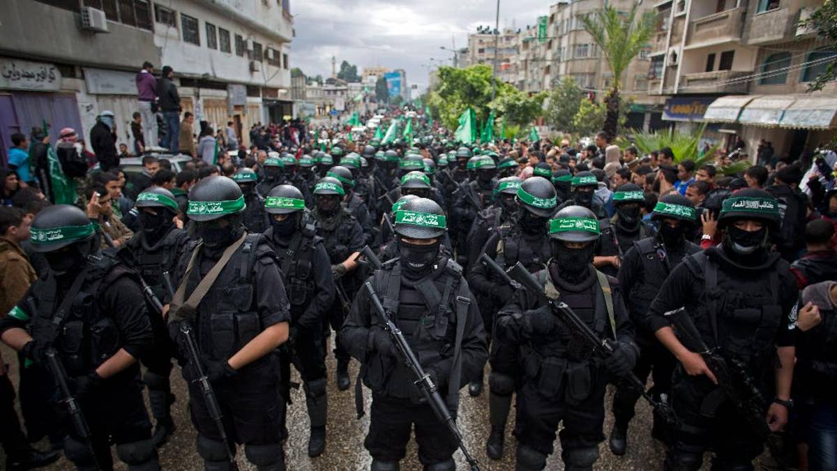 Masked Palestinian Hamas gunmen 