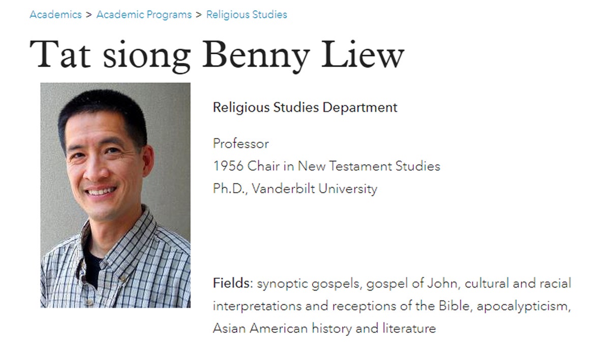 Benny Liew Holy Cross professor