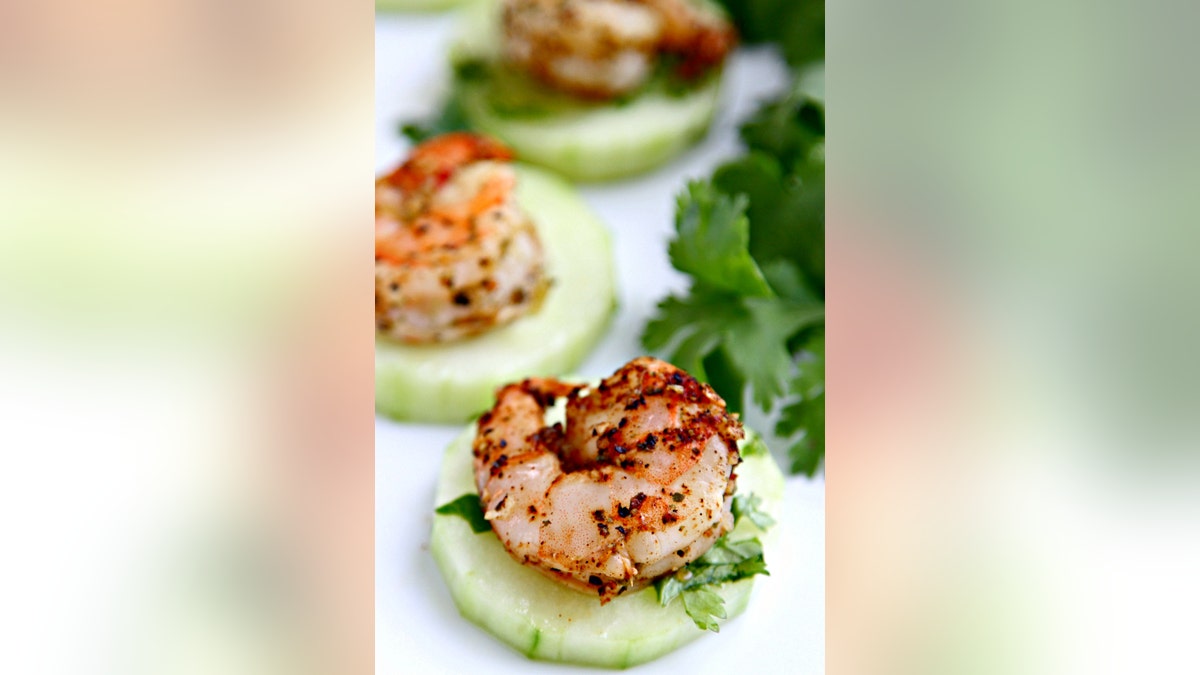 blackened shrimp and cucumber