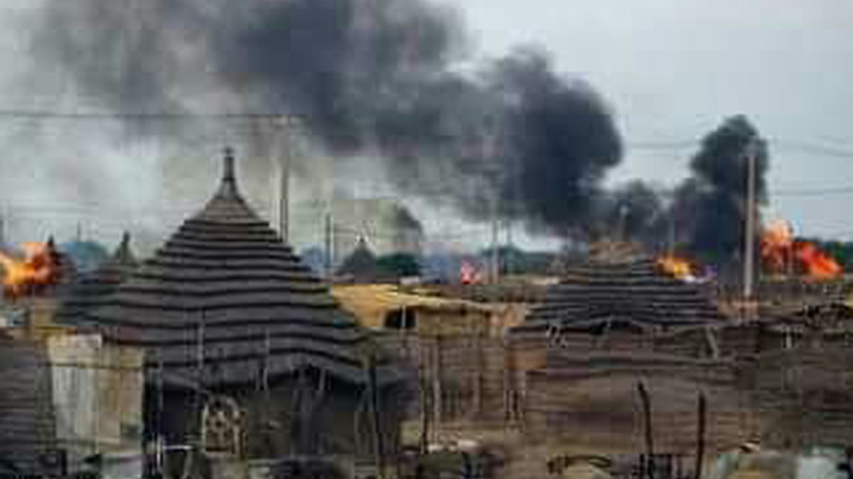 burning village
