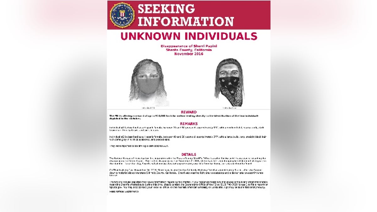 The FBI poster of the alleged suspects in the kidnapping of Sherri Papini.