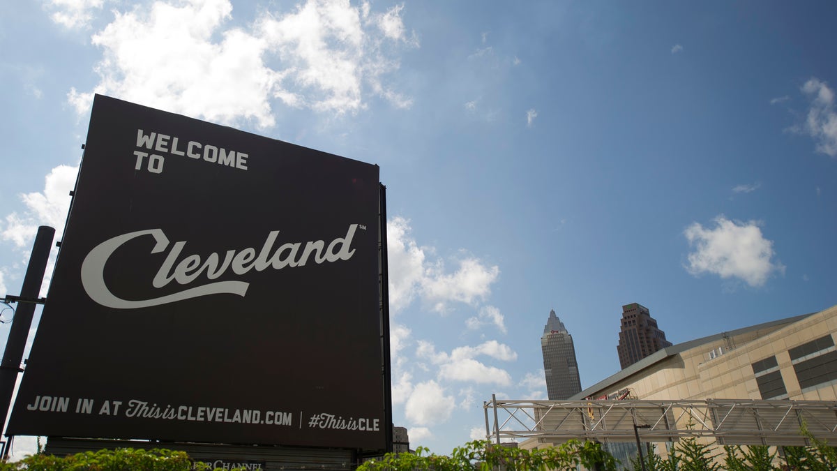 CLEVELAND, OH - JULY 8: A view of downtown Cleveland, which has been chosen for the 2016 Republican National Convention, on July 8, 2014 in Clevland, Ohio. The 2016 event will be held at the Quicken Loans Arena. (Photo by Jeff Swensen/Getty Images)