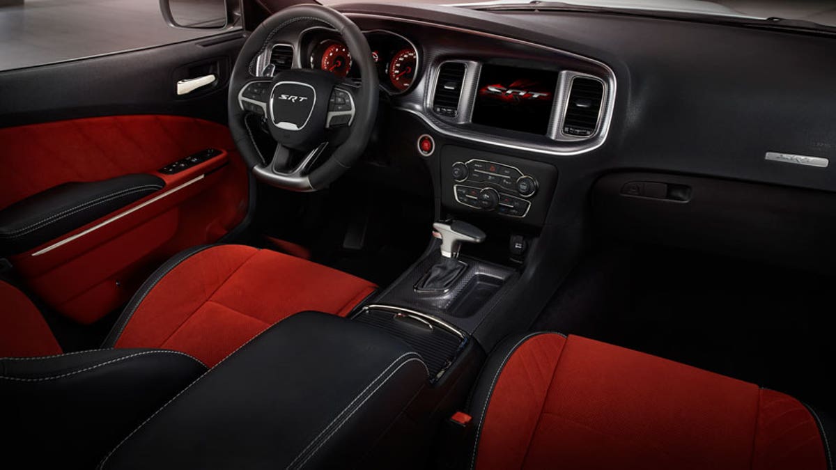 2015 Dodge Charger SRT Hellcat (shown in Ruby Red Alcantara suede/black leather) u2013 passenger seat view