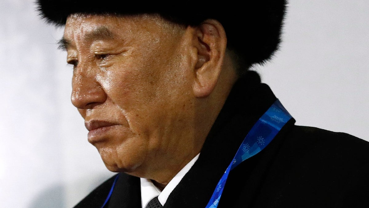 Kim Yong Chol, vice chairman of North Korea's ruling Workers' Party Central Committee, watches the closing ceremony of the 2018 Winter Olympics in Pyeongchang, South Korea, Sunday, Feb. 25, 2018. (AP Photo/Patrick Semansky, Pool)