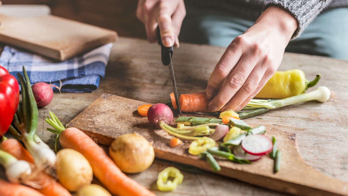 chopping veggies