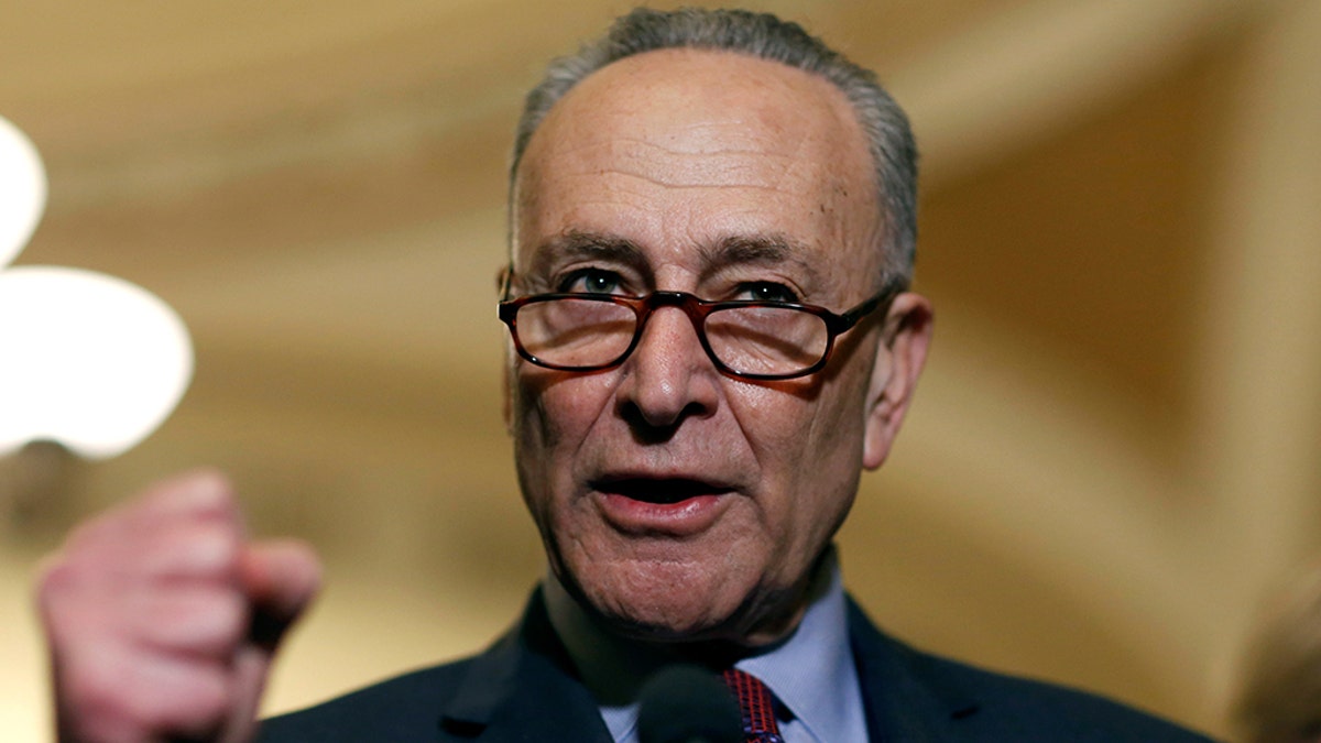 Senate Minority Leader Chuck Schumer (D-NY) speaks after the Senate Democratic weekly policy luncheon on Capitol Hill in Washington, U.S., March 6, 2018. REUTERS/Joshua Roberts - RC130406A550