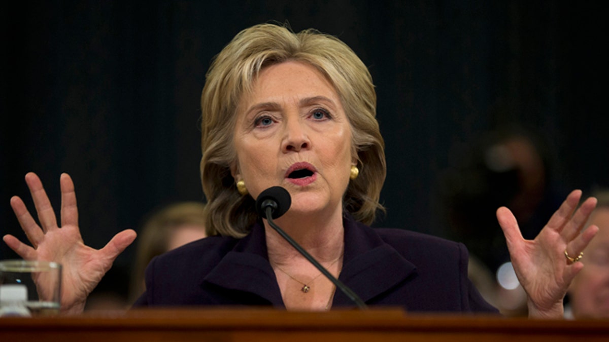 Oct. 22, 2015: Democratic presidential candidate, former Secretary of State Hillary Rodham Clinton testifies on Capitol Hill in Washington before the House Benghazi Committee. (AP)