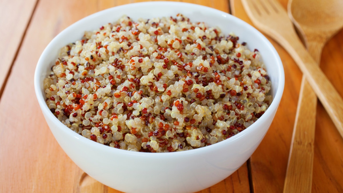 Quinoa and Amaranth - a bowl of cooked quinoa and amaranth. Contains red, white and black quinoa.