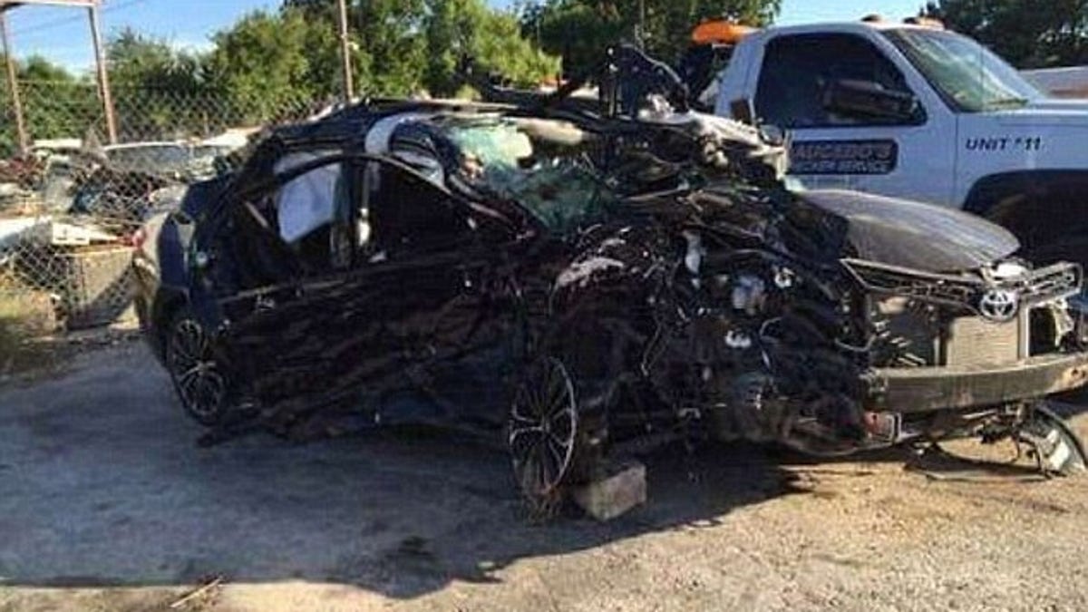 crushed car san marcos police dept