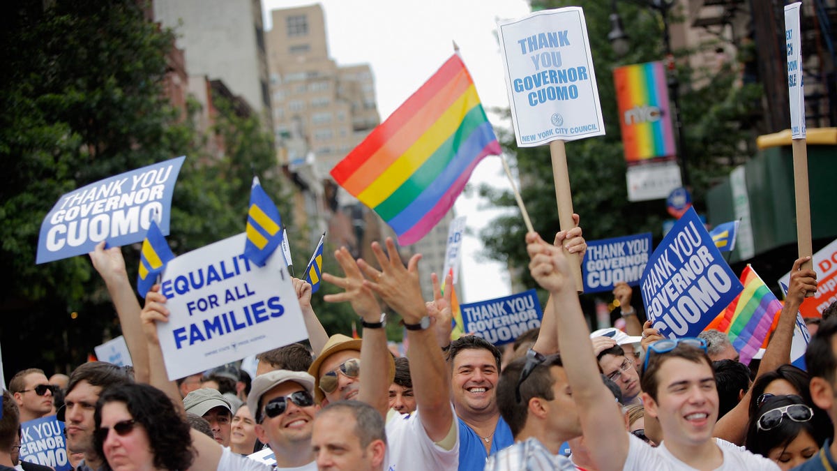during the 2011 NYC LGBT Pride March on the streets of Manhattan on June 26, 2011 in New York City.