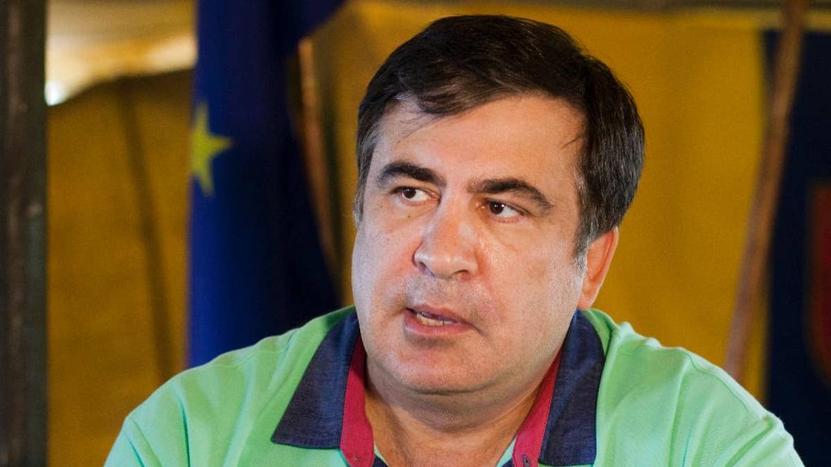 In this photo taken Monday, June 13, 2016, Governor of the Odessa region, Mikhail Saakashvili speaks to the Associated Press in Odessa, Ukraine. ﻿Saakashvili, the former president of Georgia, has brought his corruption-fighting record to his job as governor of the Odessa region in Ukraine. So far, however, the pace has been dismally slow. His stifled efforts in Odessa show the systemic problems still facing the entire country two years after it broke with Moscow and aligned itself firmly with the West. (AP Photo/Sergei Poliakov)