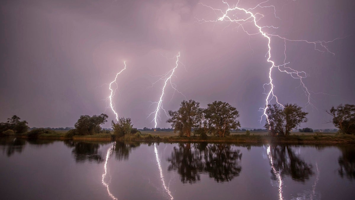 In this May 27, 2018 photo thunderbolts are reflected near Premnitz, eastern Germany. (Julian Staehle/dpa via AP)