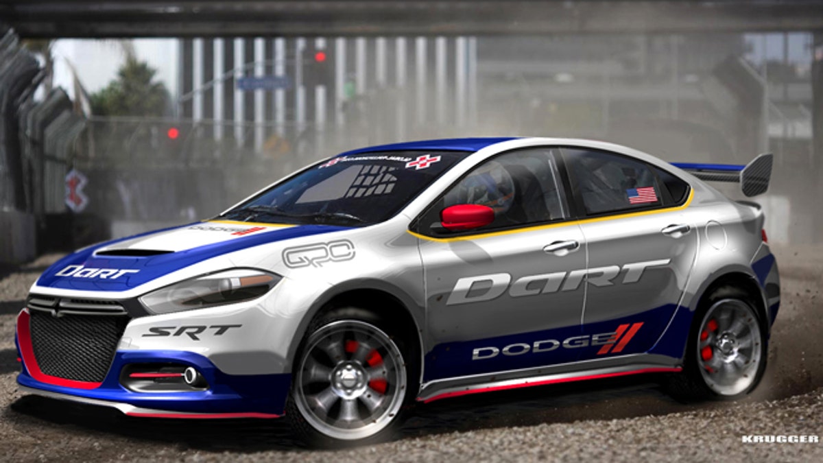 Rendering of 2013 Dodge Dart rally car that will be driven by Travis Pastrana in the 2012 Global RallyCross Championship Series.