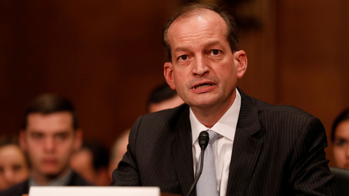 Alex Acosta, President Donald Trump's nominee to be Secretary of Labor, testifies during his confirmation hearing before the Senate Health, Education, Labor, and Pensions Committee on Capitol Hill in Washington, D.C., U.S. March 22, 2017.  REUTERS/Aaron P. Bernstein - RC1A885F7E50