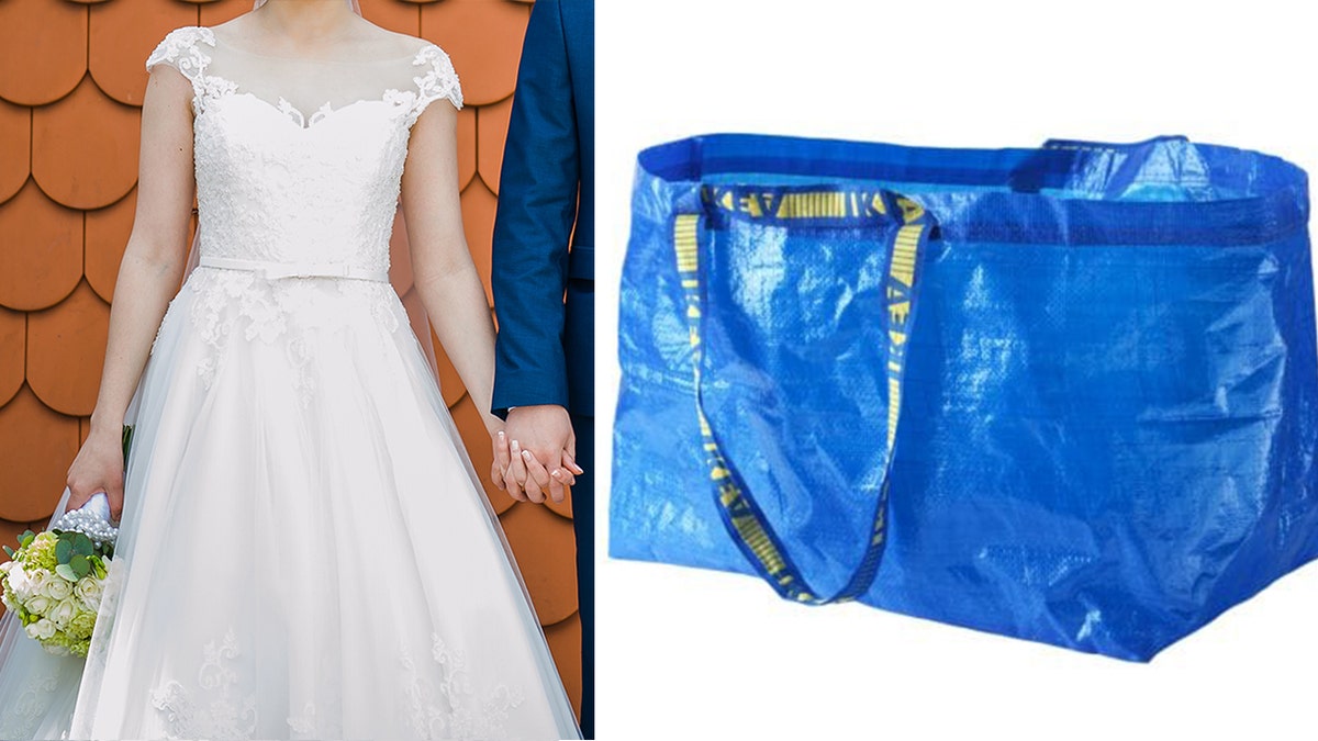 Ikea blue bag wedding dress clearance hack