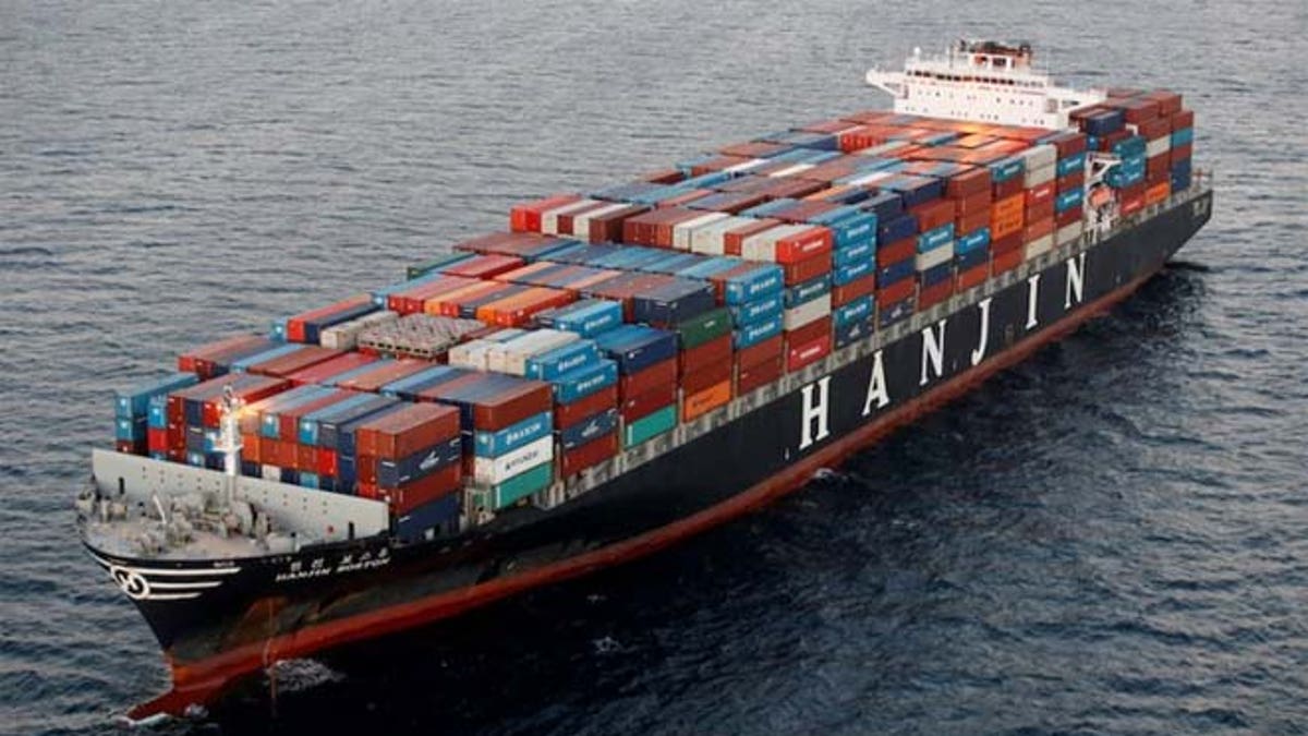 Ship carrying containers