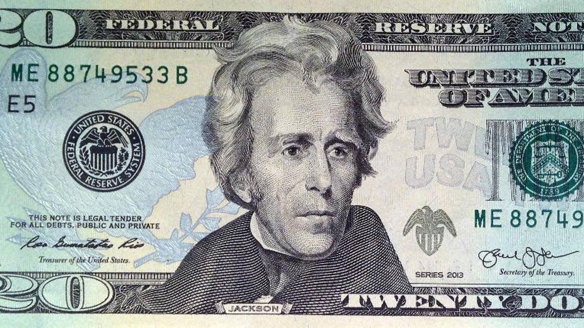 FILE - This April 17, 2015, file photo provided by the U.S. Treasury shows the front of the U.S. $20 bill, featuring a likeness of Andrew Jackson, seventh president of the United States. A Treasury official said Wednesday, April 20, 2016, that Secretary Jacob Lew has decided to put Harriet Tubman on the $20 bill, making her the first woman on U.S. paper currency in 100 years. (U.S. Treasury via AP, File)