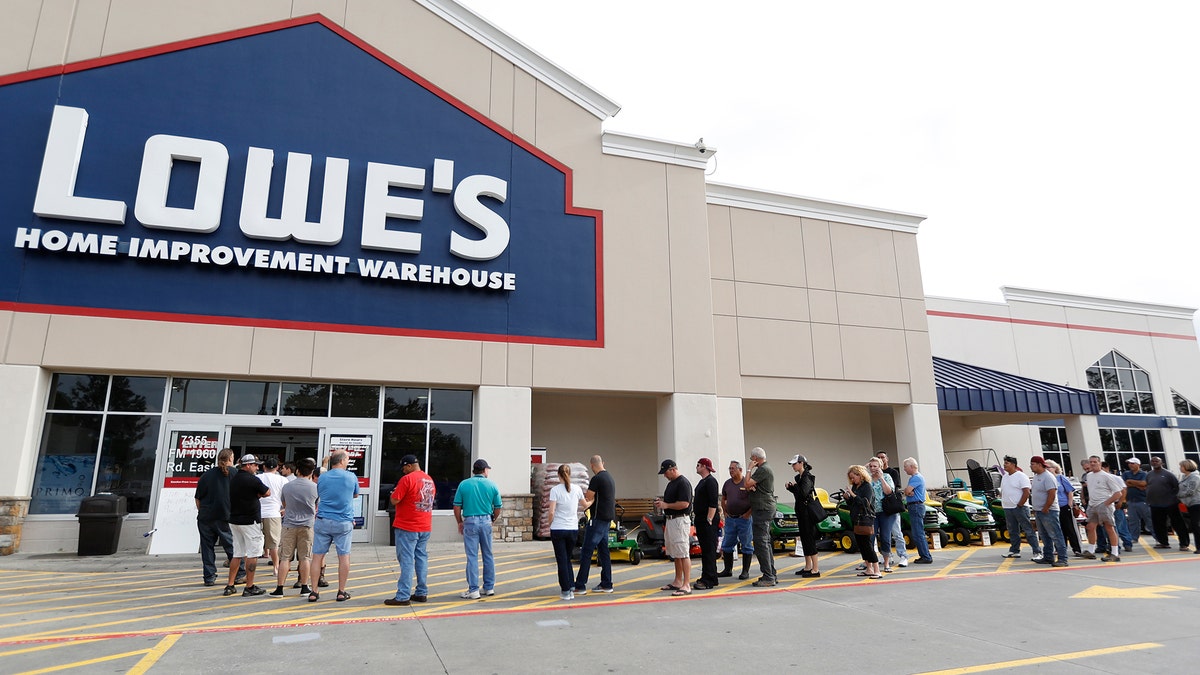 Line of customers outside a Lowe's