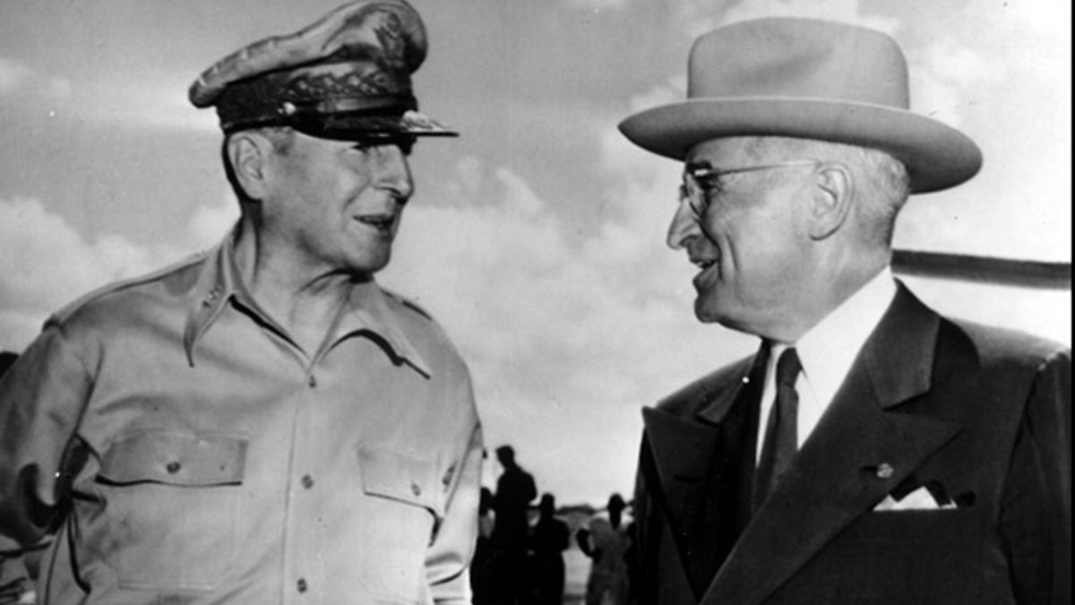 Gen. Douglas MacArthur (left) and President Truman.
