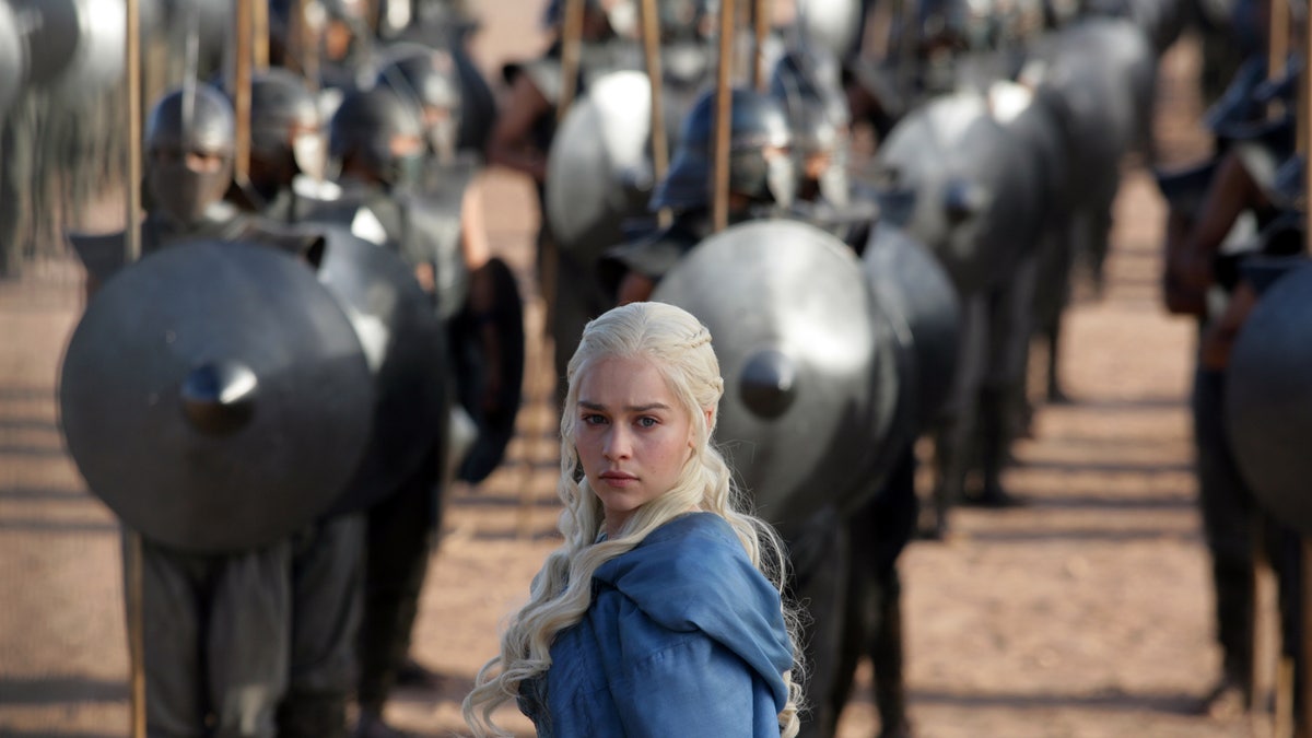 Emilia Clarke as Daenerys Targaryen in a scene from 