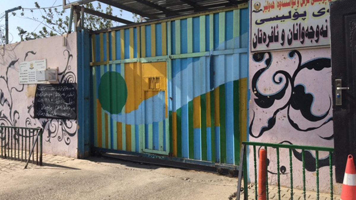 The main gate at the Women and Children's Prison of Erbil. (Photo: Hollie McKay/FoxNews.com)