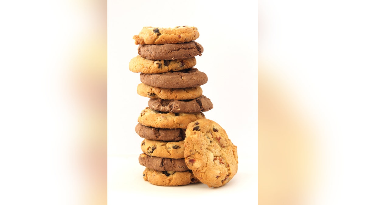 Stack of hazelnut and chocolate cookies