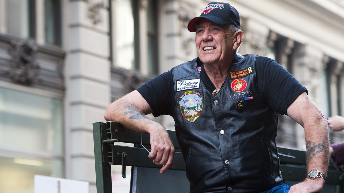 Vietnam veteran and character actor R. Lee âGunnyâ Ermey joined 700 Veterans, 12 riding Victory Motorcycles and a 5-ton truck as part of the IAVA/Victory Motorcycles presence at Americaâs Parade on Tuesday, Nov. 11, 2014 in New York. Iraq and Afghanistan Veterans of America and Victory Motorcycles have created âThe Road Homeâ campaign where $500 is donated to IAVA for each Victory Motorcycle sold. (Charles Sykes/ AP Images for IAVA and Victory Motorcycles)