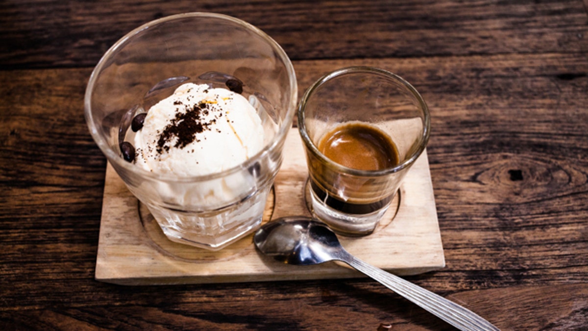Affogato with Ice Cream and Coffee.