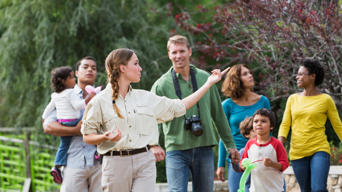 Tourists visiting a park