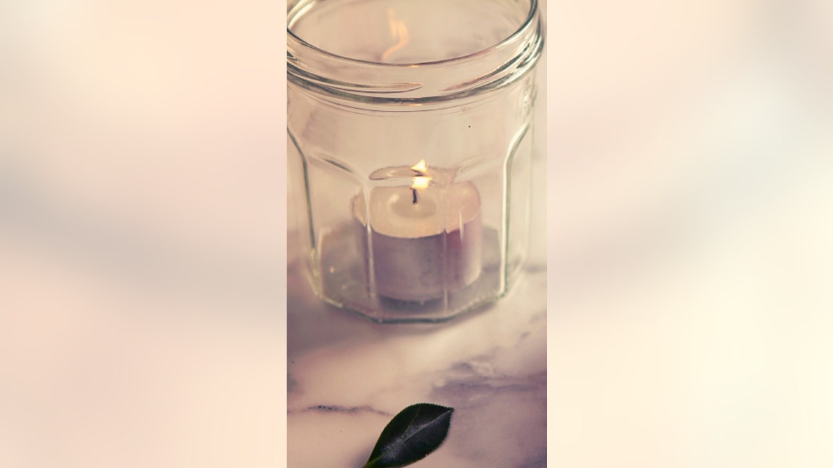 Vintage feel camellia flower and jar candle